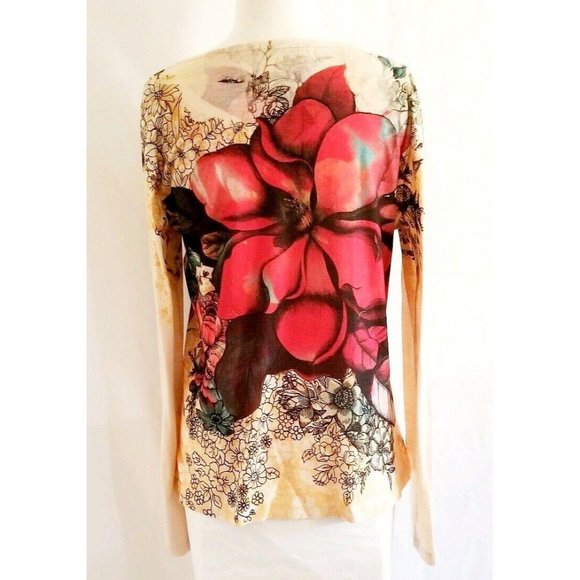 Appropriate Behavior Women’s Floral Sheer Lace Buttons Long Sleeve Shirt S (4-6) - Picture 4 of 10